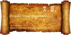 Kopácsy Benedek névjegykártya
