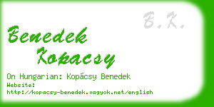 benedek kopacsy business card